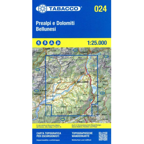 Tabacco Wandern Prealpi Bellunesi 1:25000