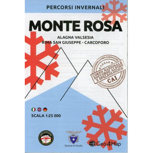 Percorsi invernali Monte Rosa 1:25000