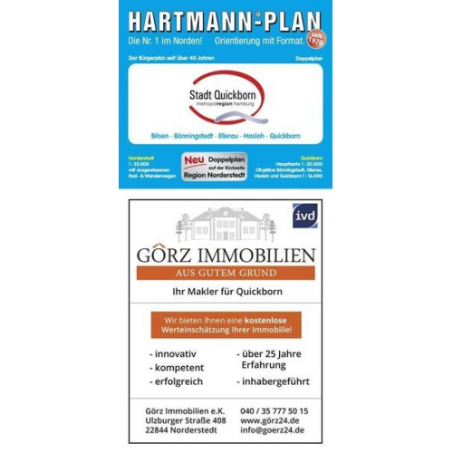 HARTMANN-PLAN Quickborn mit Bönningstedt, Hasloh und Ellerau, 1:20.000 Stadtplan