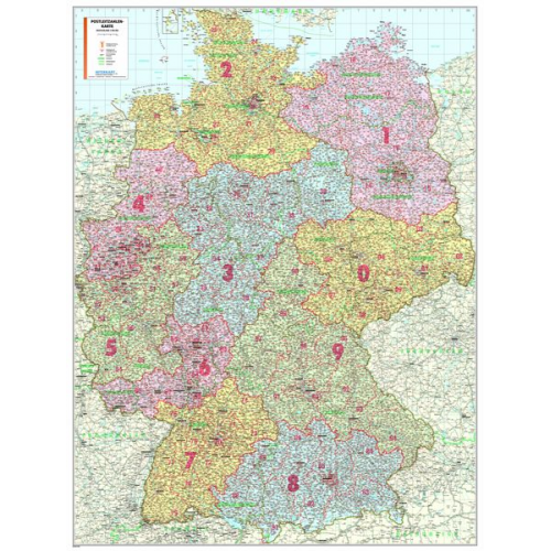 Postleitzahlenkarte Deutschland als Poster