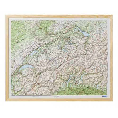 Kunststoffrelief Schweiz/Holzrahmen