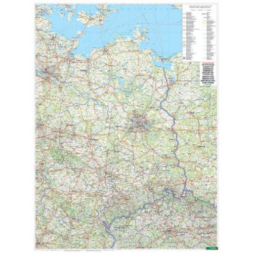 Freytag & Berndt Poster Wandkarte: Deutschland Ost 1:500.000, Plano in Rolle