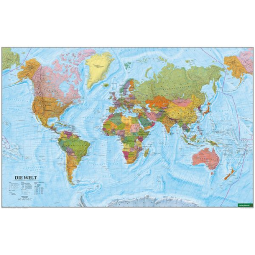 Wandkarte: Die Welt, Poster 1:35.000.000, Plano in Rolle