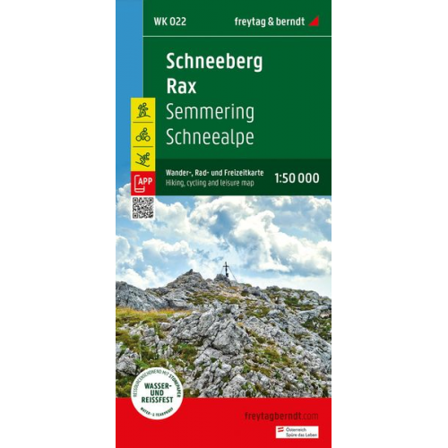 Schneeberg - Rax, Wander-, Rad- und Freizeitkarte 1:50.000, freytag & berndt, WK 022