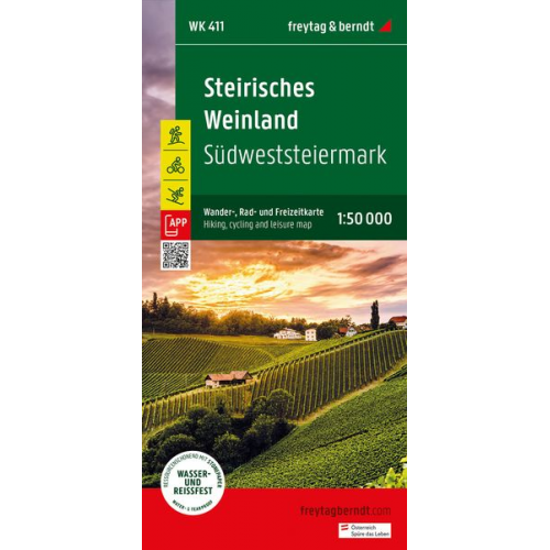 Steirisches Weinland, Wander-, Rad- und Freizeitkarte 1:50.000, freytag & berndt, WK 411