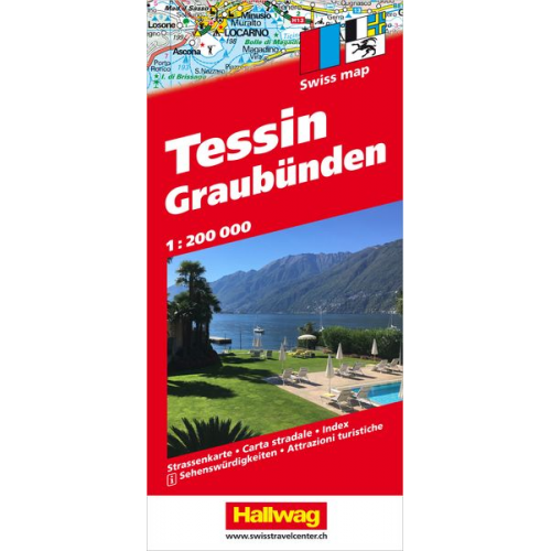Tessin und Graubünden Strassenkarte 1:200 000