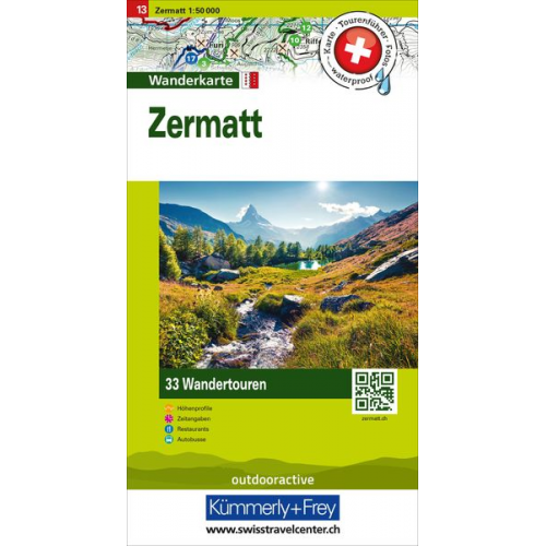 Kümmerly+Frey Wandertourenkarte 13 Zermatt 1:50.000