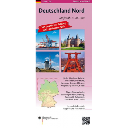 BKG-Bundesamt für Kartographie und Geodäsie - Deutschland Nord 1:500 000. 3 Karten