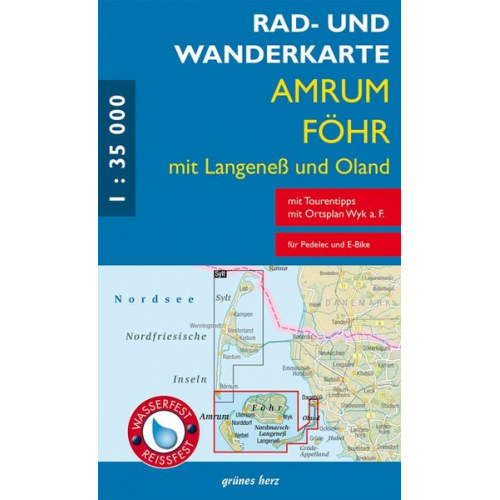 Rad- und Wanderkarte Amrum, Föhr mit Langeneß und Oland 1:30 000