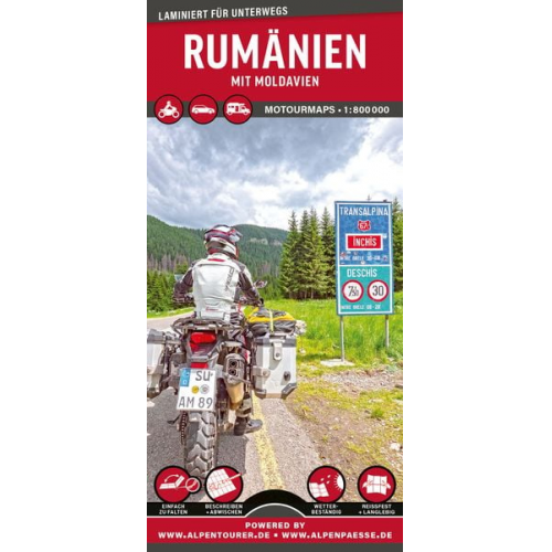 MoTourMaps Rumänien Auto- und Motorradkarte 1:800.000