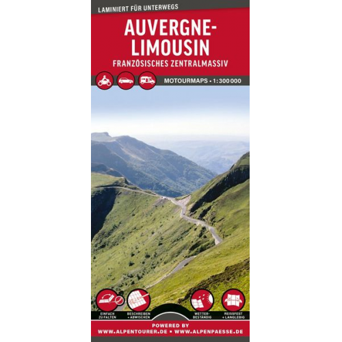 MoTourMaps Auvergne-Limousin Auto- und Motorradkarte 1:300.000