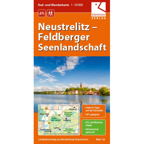 Rad- und Wanderkarte Neustrelitz - Feldberger Seenlandschaft 1 : 50 000