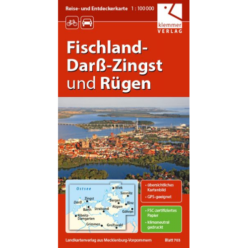 Reise- und Entdeckerkarte Fischland-Darß-Zingst und Rügen
