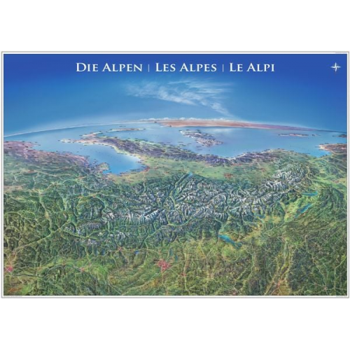 Panoramakarte Alpen mit Leisten