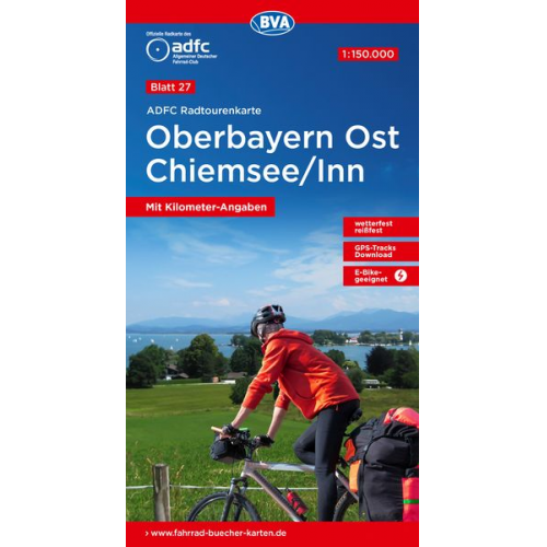 ADFC-Radtourenkarte 27 Oberbayern Ost / Chiemsee / Inn 1:150.000, reiß- und wetterfest, GPS-Tracks Download