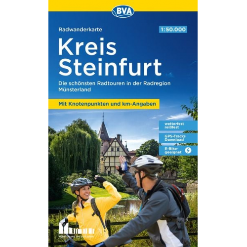 BVA Radwanderkarte Kreis Steinfurt 1:50.000, mit Knotenpunkten und km-Angaben, reiß- und wetterfest, GPS-Tracks Download, E-Bike geeignet