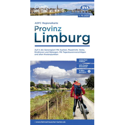 ADFC-Regionalkarte Limburg, 1:75.000, mit Tagestourenvorschlägen und allen Knotenpunkten, reiß- und wetterfest, E-Bike-geeignet, GPS-Tracks Download