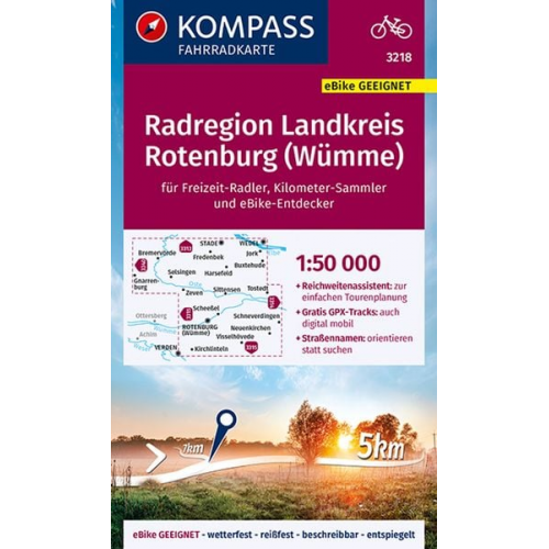KOMPASS Fahrradkarte 3218 Radregion Landkreis Rotenburg (Wümme) 1:50.000