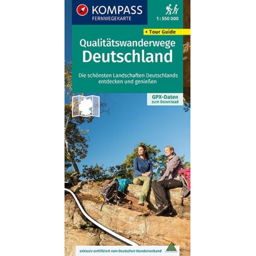 KOMPASS Fernwegekarte Qualitätswanderwege Deutschland 1:550.000