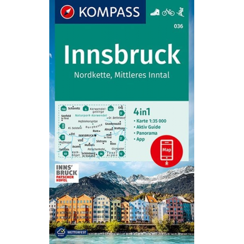KOMPASS Wanderkarte 036 Innsbruck, Nordkette, Mittleres Inntal 1:35.000