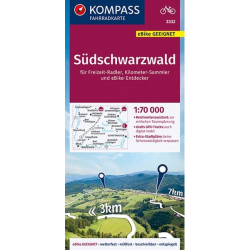 KOMPASS Fahrradkarte 3332 Südschwarzwald 1:70.000
