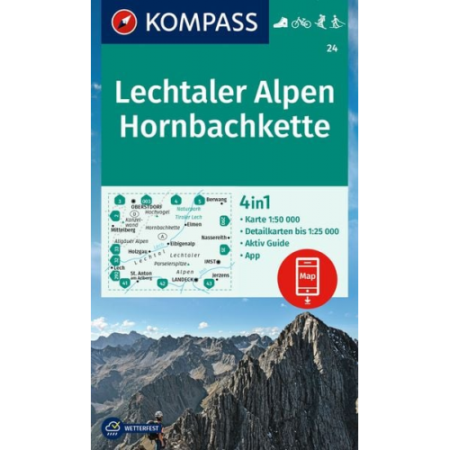 KOMPASS Wanderkarte 24 Lechtaler Alpen, Hornbachkette 1:50.000