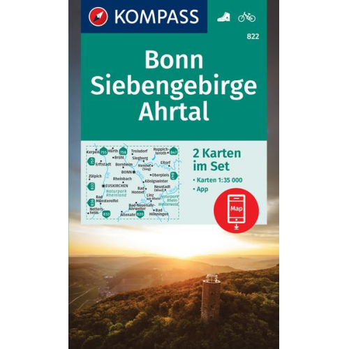 KOMPASS Wanderkarten-Set 822 Bonn, Siebengebirge, Ahrtal (2 Karten) 1:35.000