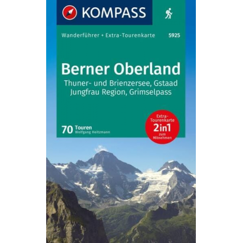 Wolfgang Heitzmann - KOMPASS Wanderführer Berner Oberland, 70 Touren mit Extra-Tourenkarte