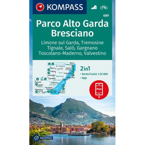 KOMPASS Wanderkarte 689 Parco Alto Garda, Bresciano, Limone sul Garda, Tremosine, Tignale, Salò, Gargnano, Toscolano Maderno, Valvestino 1:25.000