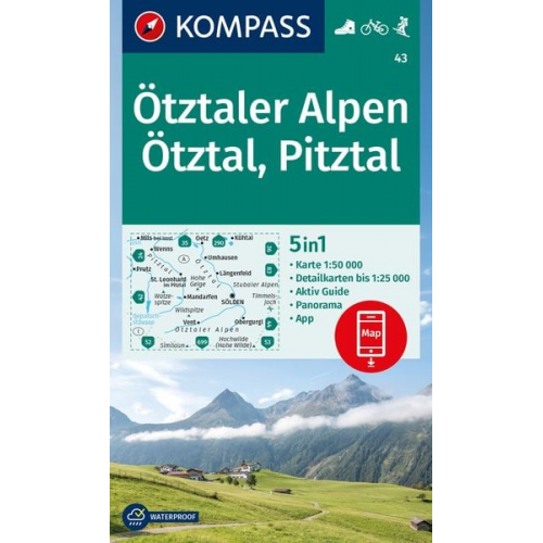 KOMPASS Wanderkarte 43 Ötztaler Alpen, Ötztal, Pitztal 1:50.000
