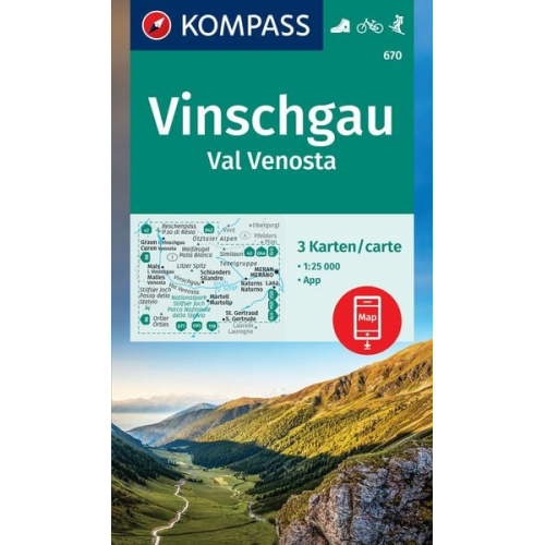 KOMPASS Wanderkarten-Set 670 Vinschgau / Val Venosta (3 Karten) 1:25.000
