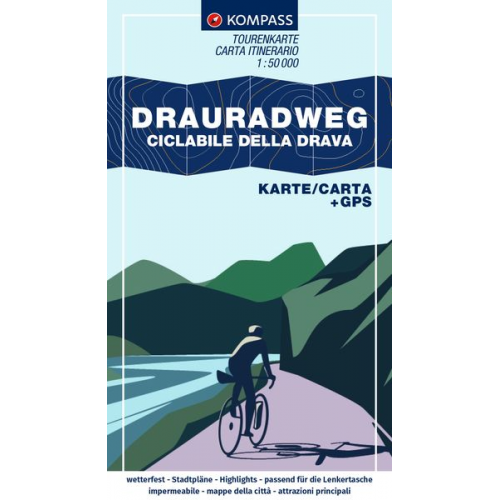 KOMPASS Fahrrad-Tourenkarte Drauradweg – Ciclabile della Drava 1:50.000
