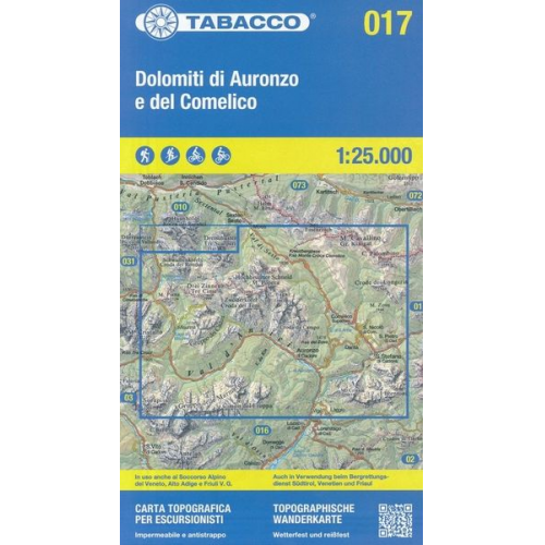 Tabacco Wandern Dolimiti di Auronzo 1:25000