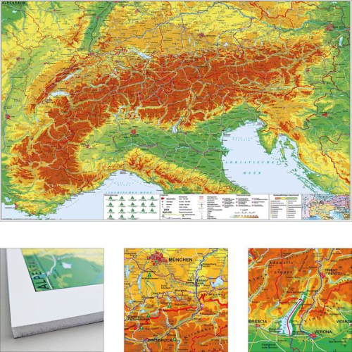 Heinrich Stiefel - Alpenraum mit Weitwander- und Radfernwegen zum Pinnen auf EasyPrint - Platte