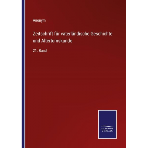 Zeitschrift für vaterländische Geschichte und Altertumskunde