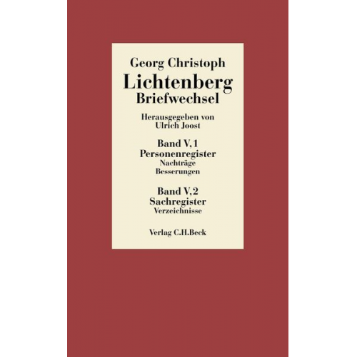 Georg Christoph Lichtenberg - Lichtenberg Briefwechsel Bd. 5: Register