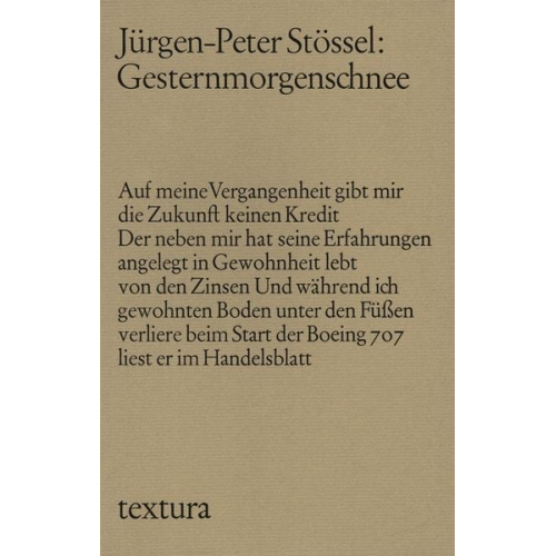 Jürgen-Peter Stössel - Gesternmorgenschnee