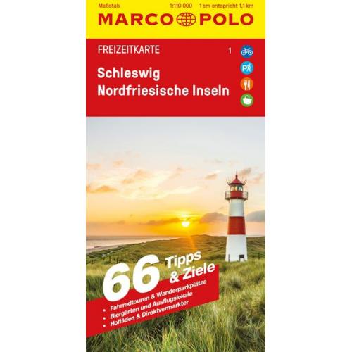 MARCO POLO Freizeitkarte 1 Schleswig, Nordfriesische Inseln 1:110.000