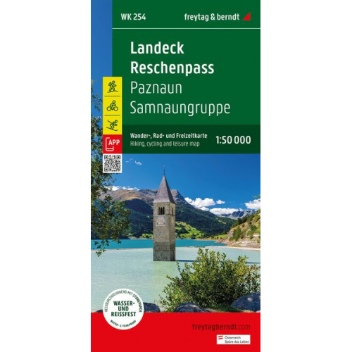 Landeck - Reschenpass, Wander-, Rad- und Freizeitkarte 1:50.000, freytag & berndt, WK 254