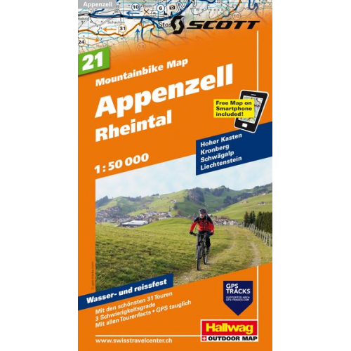 Mountainbike-Karte 21 Appenzell / Rheintal
