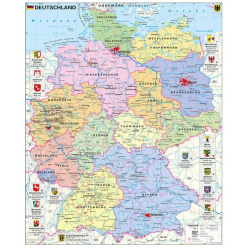 Heinrich Stiefel - Deutschland politisch mit Wappen 1 : 700.000