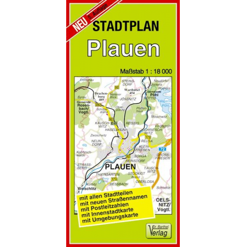 Verlag Barthel - Stadtplan Plauen 1 : 18 000