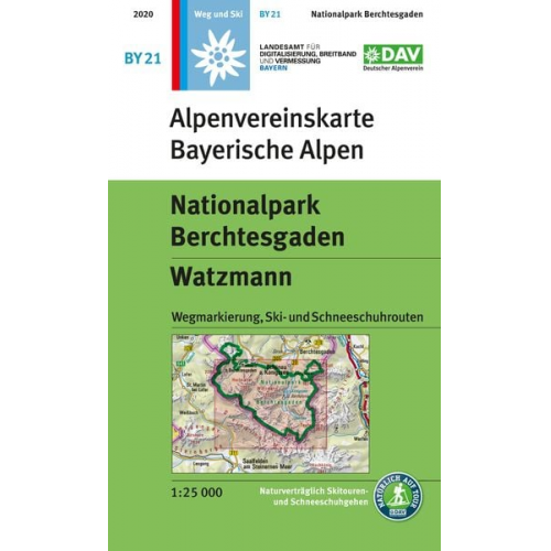 DAV Alpenvereinskarte Bayerische Alpen 21. Nationalpark Berchtesgaden, Watzmann 1 : 25 000