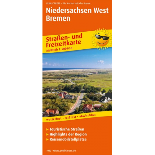 Niedersachsen-West, Bremen Straßen/Freizeitkarte