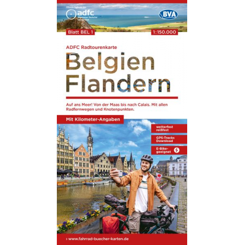 ADFC-Radtourenkarte BEL 1 Belgien Flandern 1:150.000, reiß- und wetterfest, E-Bike geeignet, GPS-Tracks Download