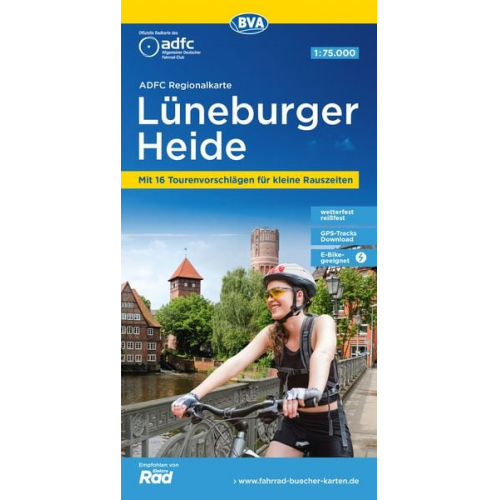 ADFC-Regionalkarte Lüneburger Heide, 1:75.000, mit Tagestourenvorschlägen, reiß- und wetterfest, E-Bike-geeignet, GPS-Tracks Download