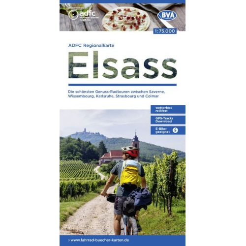 ADFC-Regionalkarte Elsass, 1:75.000, mit Tagestourenvorschlägen, reiß- und wetterfest, E-Bike-geeignet, GPS-Tracks Download