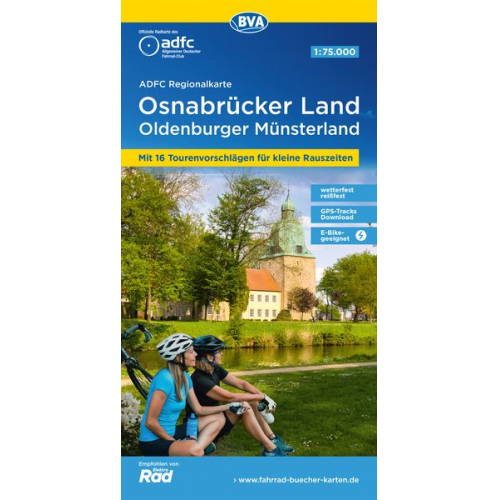 ADFC-Regionalkarte Osnabrücker Land /Oldenburger Münsterland, 1:75.000, mit Tagestourenvorschlägen, reiß- und wetterfest, E-Bike-geeignet, mit Knotenp