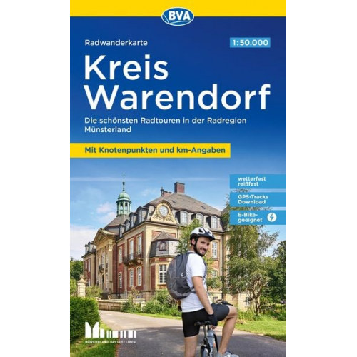 Radwanderkarte BVA Kreis Warendorf 1:50.000, mit Knotenpunkten und km-Angaben, reiß- und wetterfest, GPS-Tracks Download