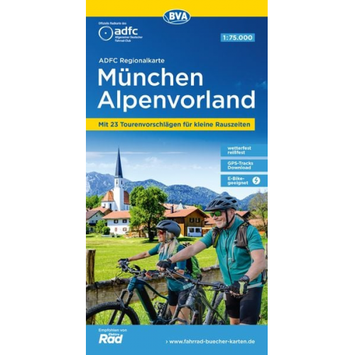 ADFC-Regionalkarte München Alpenvorland, 1:75.000, mit Tagestourenvorschlägen, reiß- und wetterfest, E-Bike-geeignet, GPS-Tracks Download